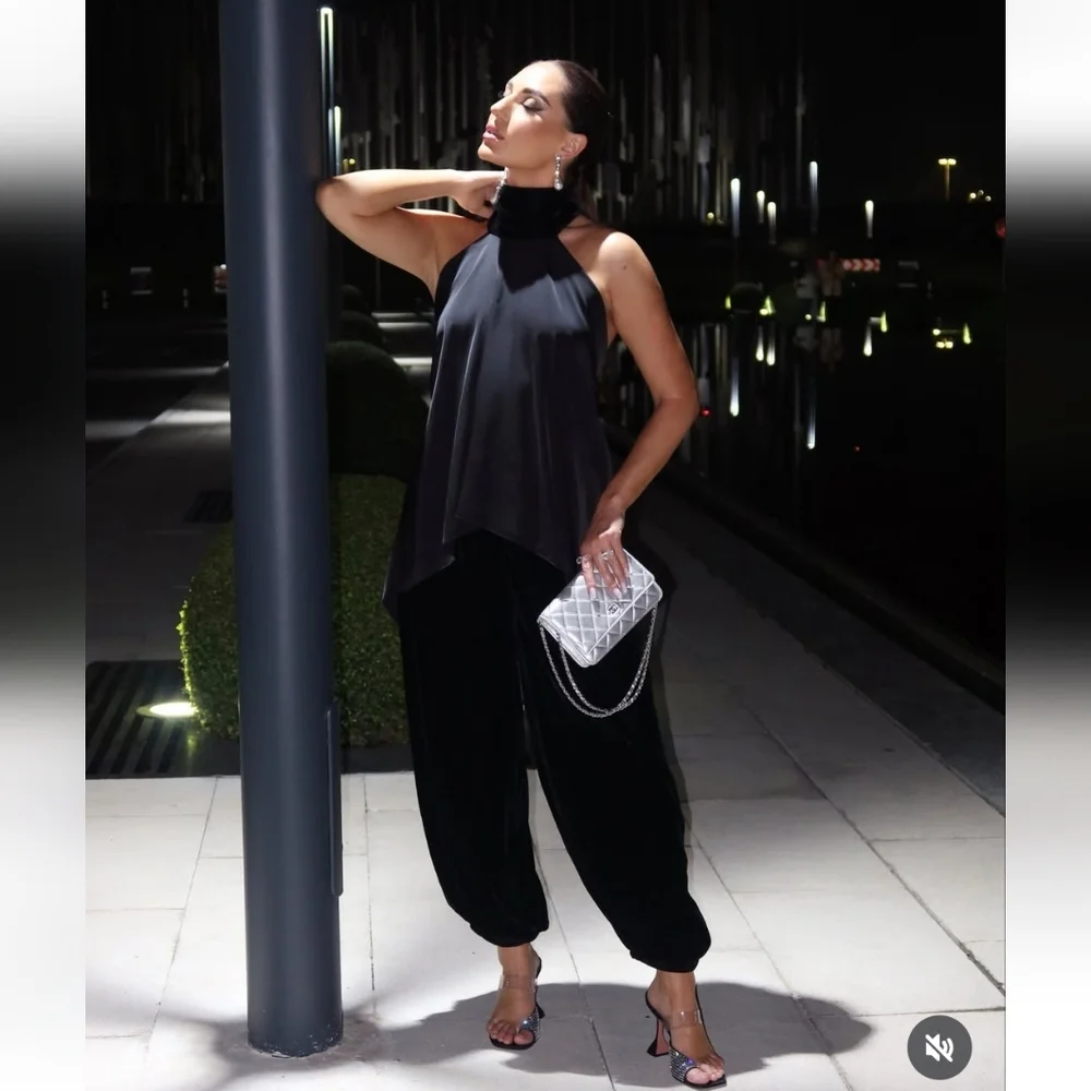 Zara velvet  balloon pants black